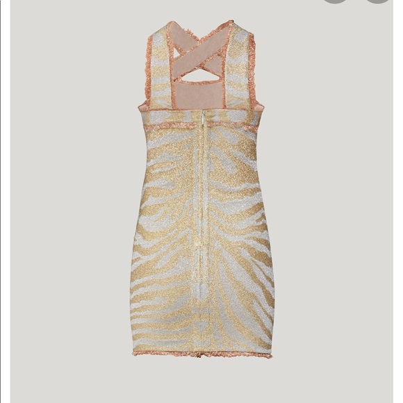 Herve Leger Metallic Anima Print Fringe Dress NWT - Picture 4 of 5
